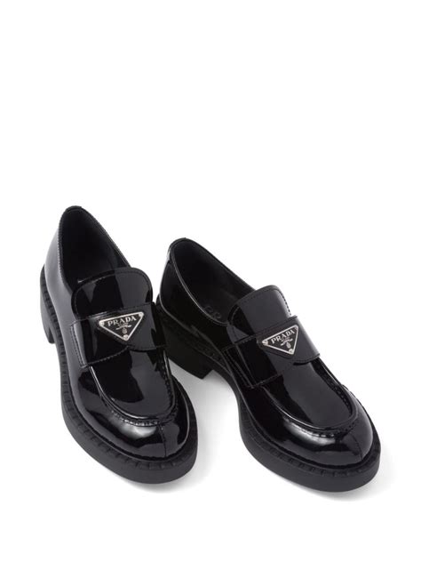 prada chocolate patent leather loafers|Prada saffiano leather loafers.